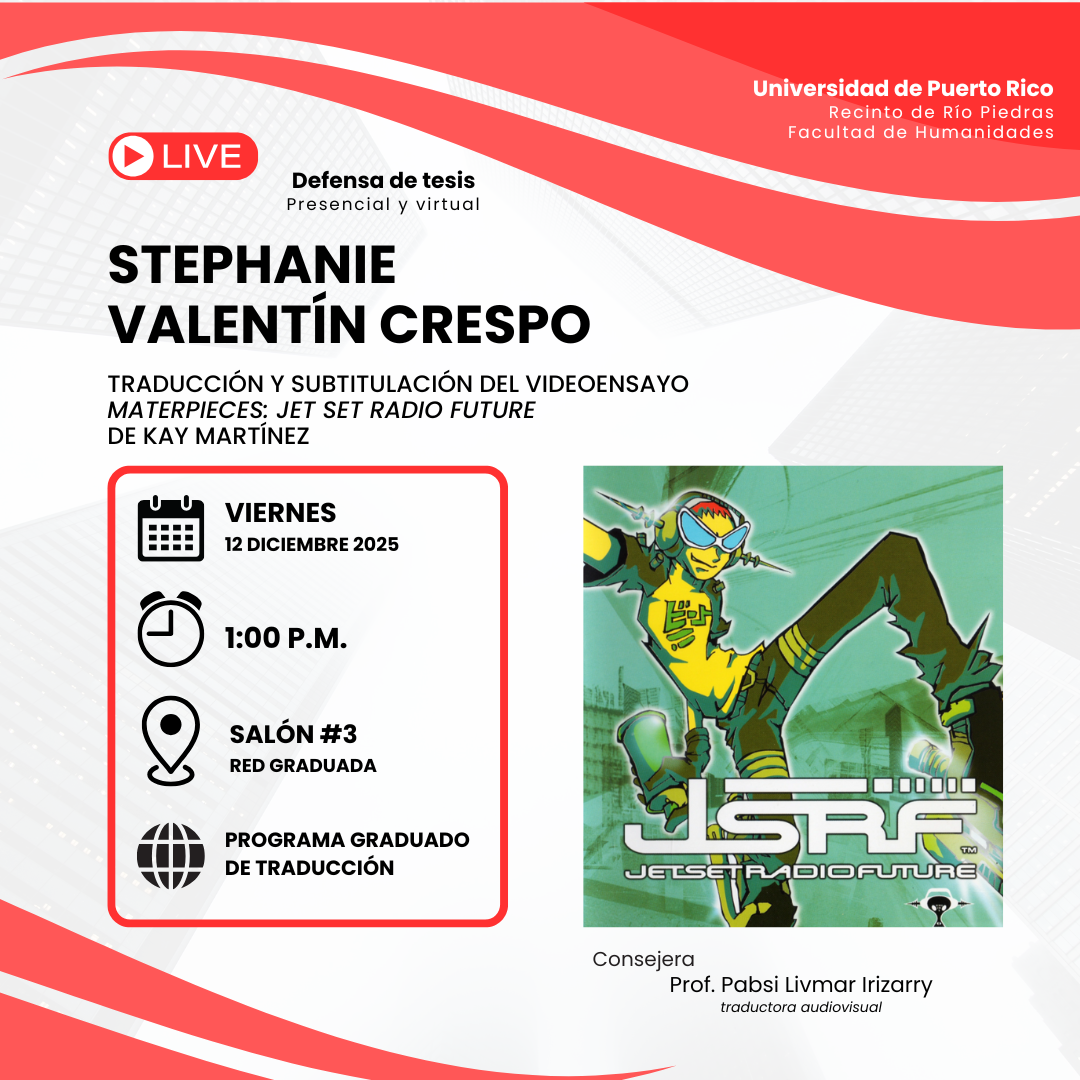 Invitación a la defensa de la estudiante Stephanie Valentín Crespo