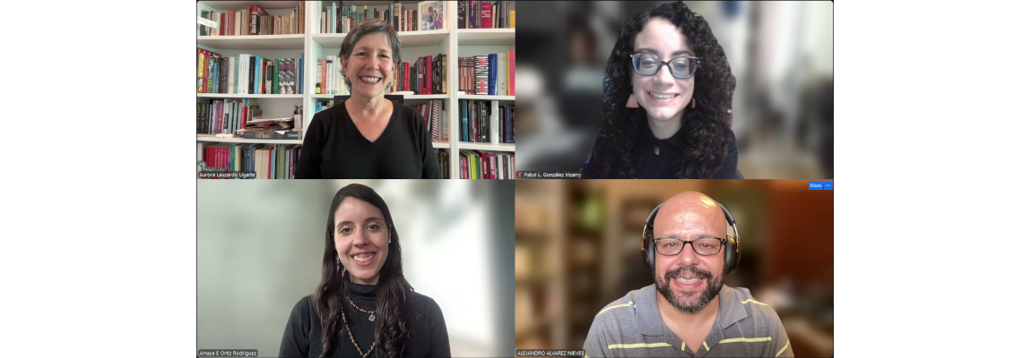 From left to right, Aurora Lauzardo Ugarte, Ph. D., Prof. Pabsi González Irizarry, Amaya Enya Ortiz Rodríguez, and thesis advisor Alejandro Álvarez Nieves, Ph. D.