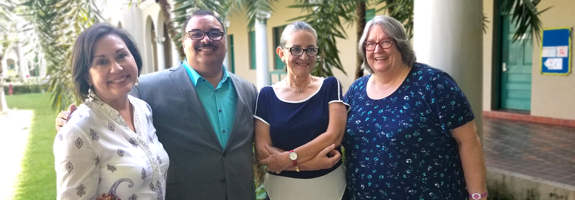 From left to right, thesis advisor Yvette Torres, M.A., Carlos Rodríguez Leduc, María C. Hernández, Ph. D., and H. Jane Ramírez, M.A.