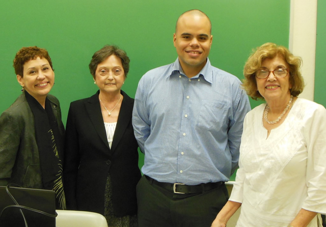 From left to right: Yvette Torres, Ph. D., thesis advisor Prof. Carmen Díaz,  Luis A. Rivera Colón, and Lilly Santiago, Ph. D. 