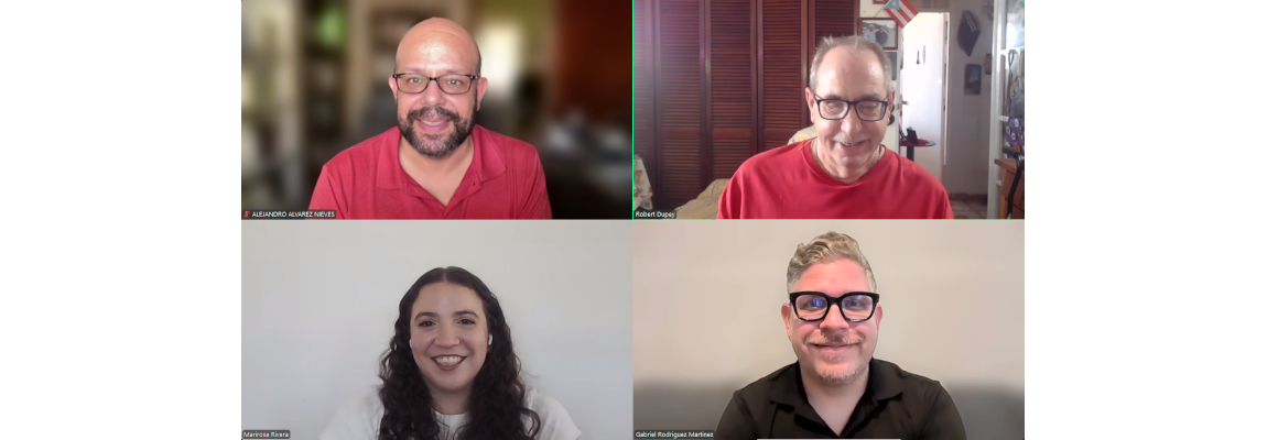 From left to right, Alejandro Álvarez Nieves, Ph. D., Robert Dupey, Ph. D., Marirosa Rivera Rosado, and thesis advisor Gabriel Rodríguez Martínez, Ph. D.