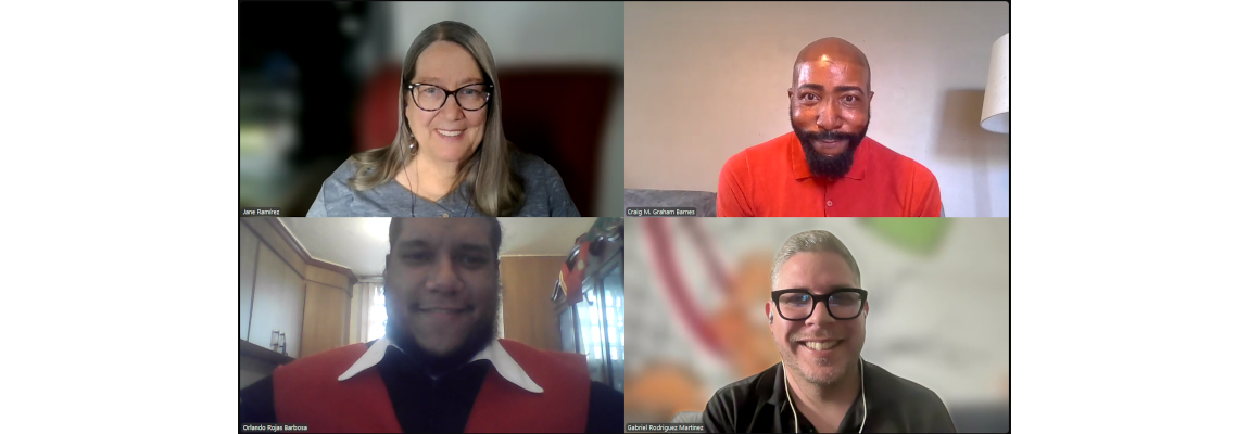 From left to right, H. Jane Barnes de Ramírez, Craig M. Graham-Barnes, Ph. D., Orlando A. Rojas Barbosa, and thesis advisor Gabriel Rodríguez Martínez, Ph. D.