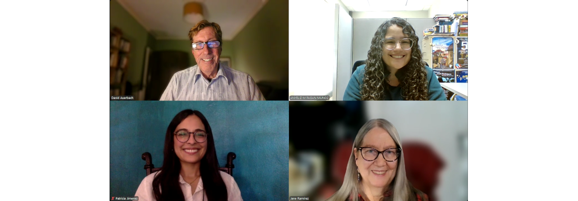 From left to right, David Auerbach, Ph. D., Anyeliz M Pagán Muñoz, Ph. D., Patricia Jiménez Mojica, and thesis advisor Prof. Jane Ramírez From left to right, David Auerbach, Ph. D., Anyeliz M Pagán Muñoz, Ph. D., Patricia Jiménez Mojica, and thesis advisor Prof. Jane Ramírez