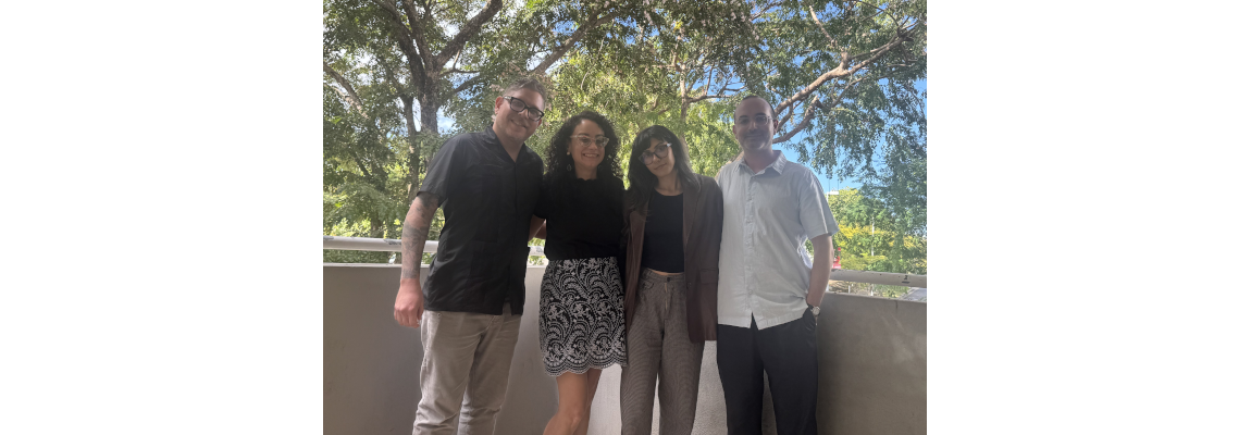 From left to right, Gabriel Rodriguez Martinez, Ph. D., thesis advisor Prof. Pabsi Livmar González Irizarry, Stephanie Valentin Crespo, and Prof. Álvaro García Garcinuño From left to right, Gabriel Rodriguez Martinez, Ph. D., thesis advisor Prof. Pabsi Livmar González Irizarry, Stephanie Valentin Crespo, and Prof. Álvaro García Garcinuño